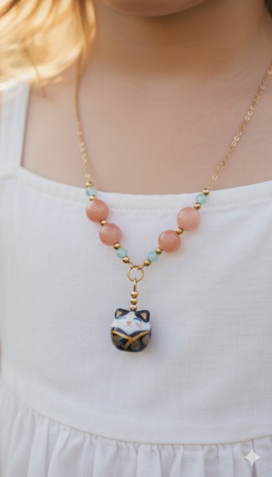 Collier chat porte bonheur